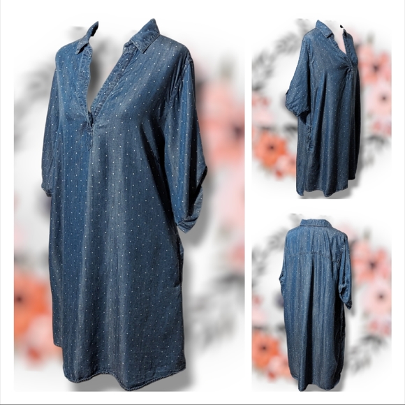 Chelsea & Theodore Dresses & Skirts - Chelsea & Theodore Denim polka dot casual Short Dress size 2X